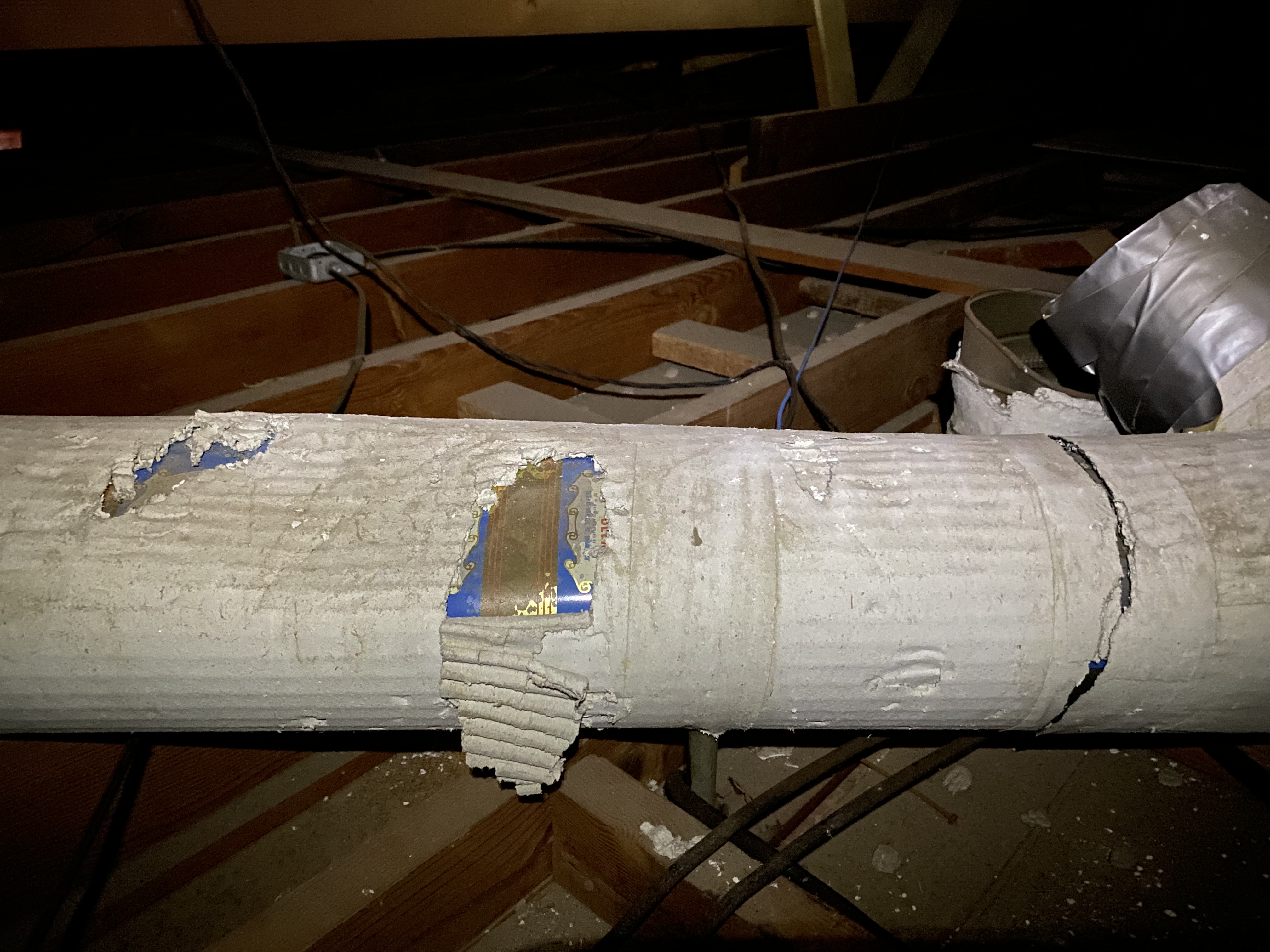Deteriorated asbestos aircell insulation